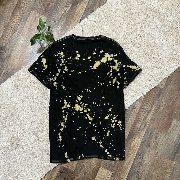 AC/DC Medium Black Bleached Grunge Rock Edgy Pull-Over Band Graphic Tee - Picture 3 of 3